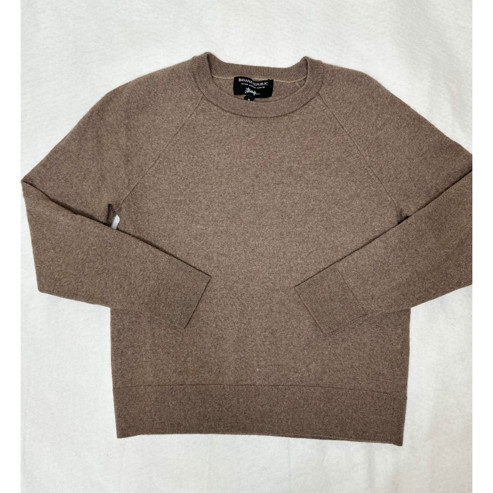 Banana Republic Women Brown 100% Merino Extra Fine Wool Crewneck Sweater Sz Med - Picture 8 of 9